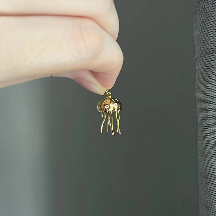 Simple Style Octopus Copper Plating Inlay Zircon Pendant Necklace