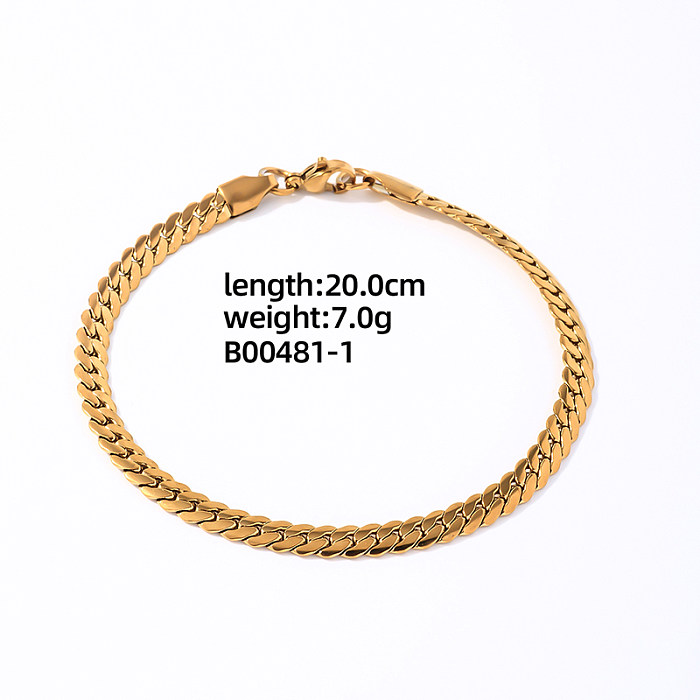 Casual Simple Style Snakeskin Stainless Steel Plating Gold Plated Bracelets Necklace