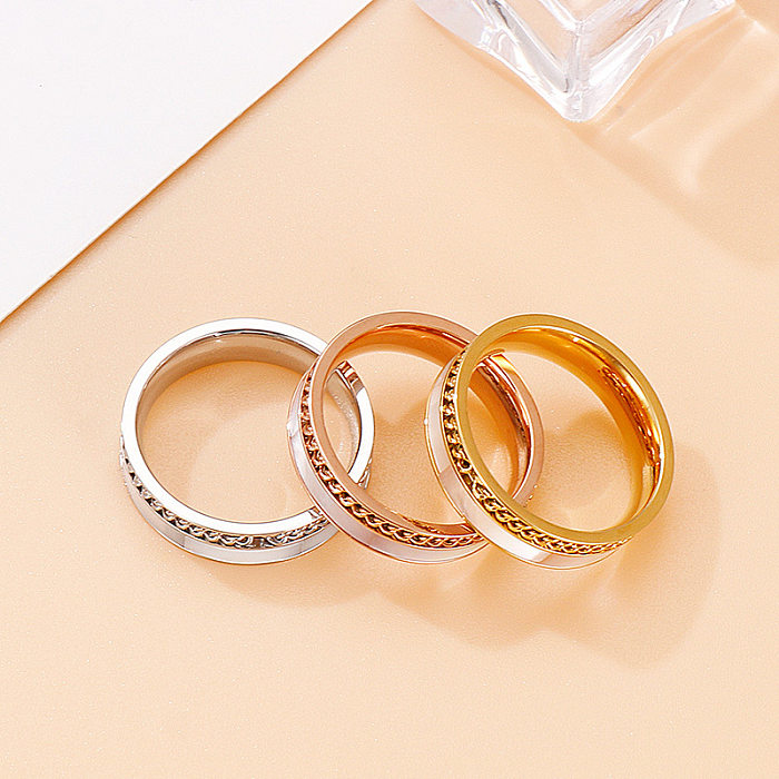 Anéis de aço inoxidável geométricos da moda embutidas em concha Anéis de aço inoxidável