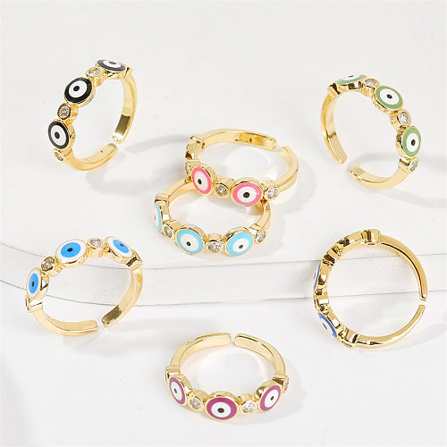 Simples delicado gotejamento óleo olho anel feminino tendência abertura anel jóias