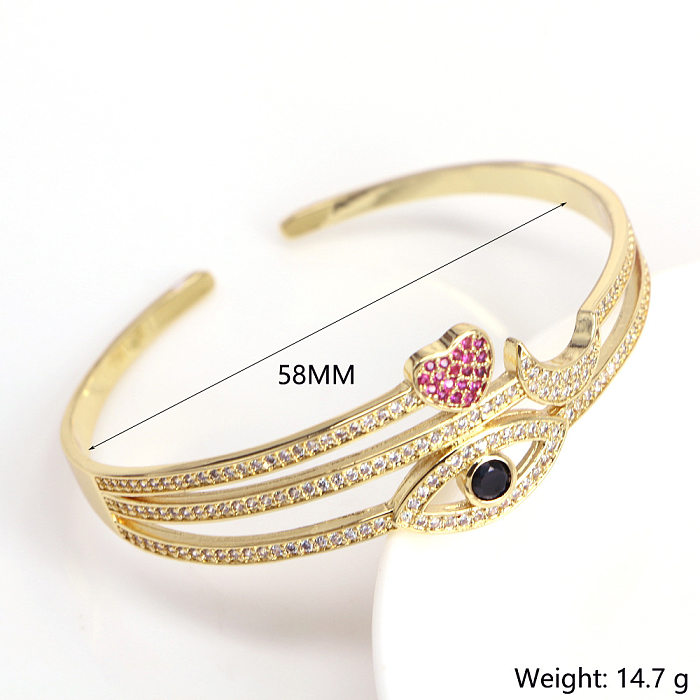 New Simple Copper Gold-Plated Inlaid Color Zircon Eye Opening Bracelet