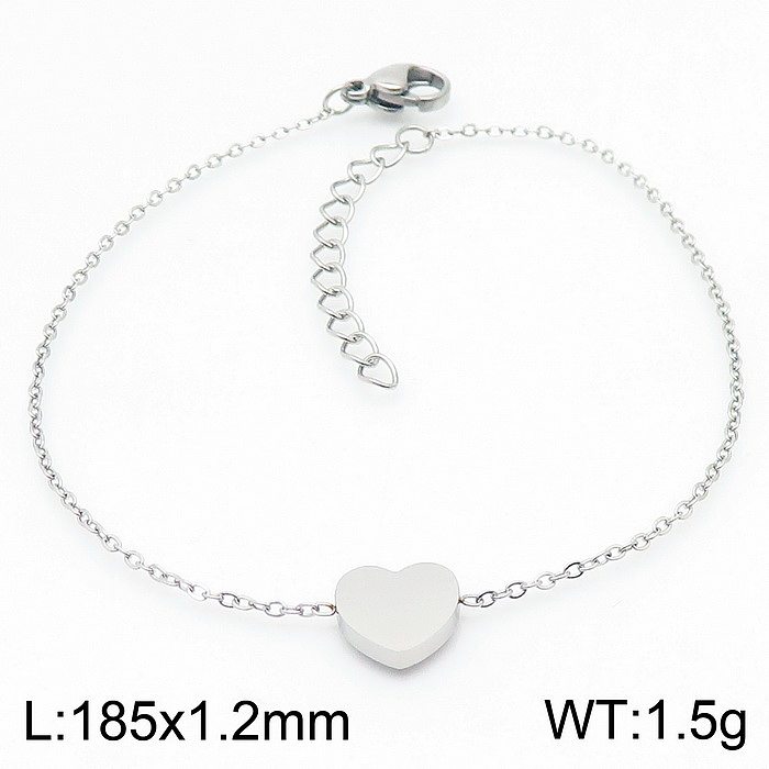 Style Simple et doux en forme de cœur, placage en acier titane, bracelets plaqués or 18 carats, boucles d'oreilles et collier