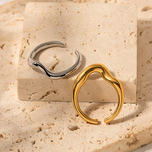 Simple Style Irregular Stainless Steel Plating 18K Gold Plated Open Ring