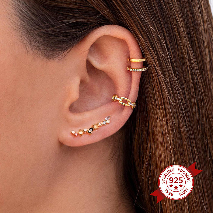 European And American Trend Fashion Small Fresh Water Drop Female Earrings Geometric Multicolor Zircon Ear Clip