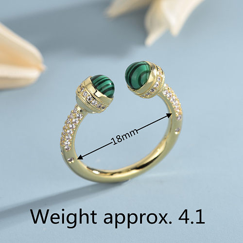 1 Stück süßer, luxuriöser, halbkreisförmiger, verkupferter, offener Zirkon-Inlay-Ring im Queen-Stil