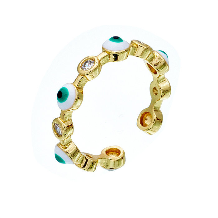 Neuer geometrischer offener Ring mit tropfendem Öl und Teufelsauge aus verkupfertem 18-karätigem Gold
