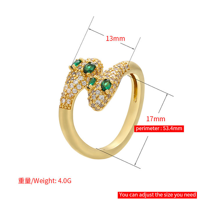 Wholesale Fashion Micro-inlaid Zircon Double-headed Snake Ring jewelry
