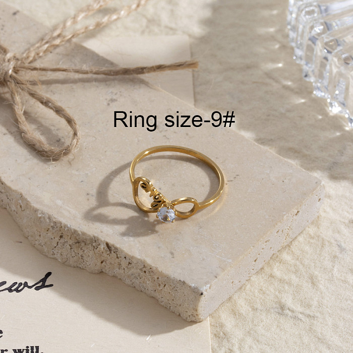 Simple Style Classic Style Infinity Stainless Steel 18K Gold Plated Rhinestones Rings In Bulk