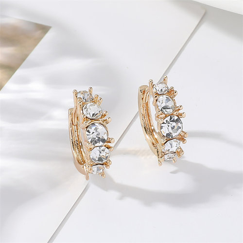 1 Pair Shiny Round Inlay Copper Rhinestones Earrings