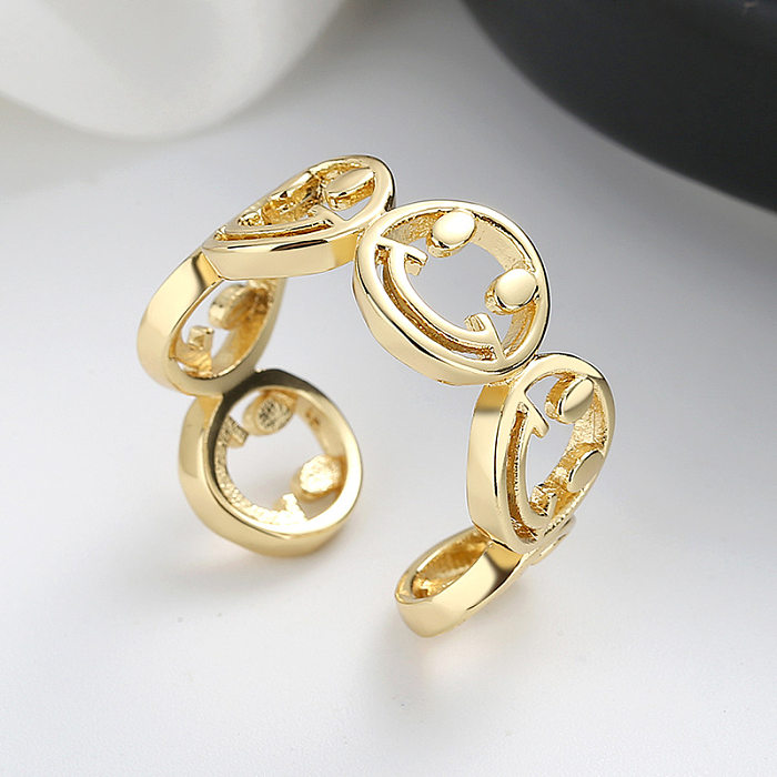 Fashion Smiley Face Copper Hollow Out Rings