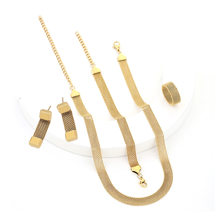 Streetwear – anneaux en acier titane de couleur unie, boucles d'oreilles, collier