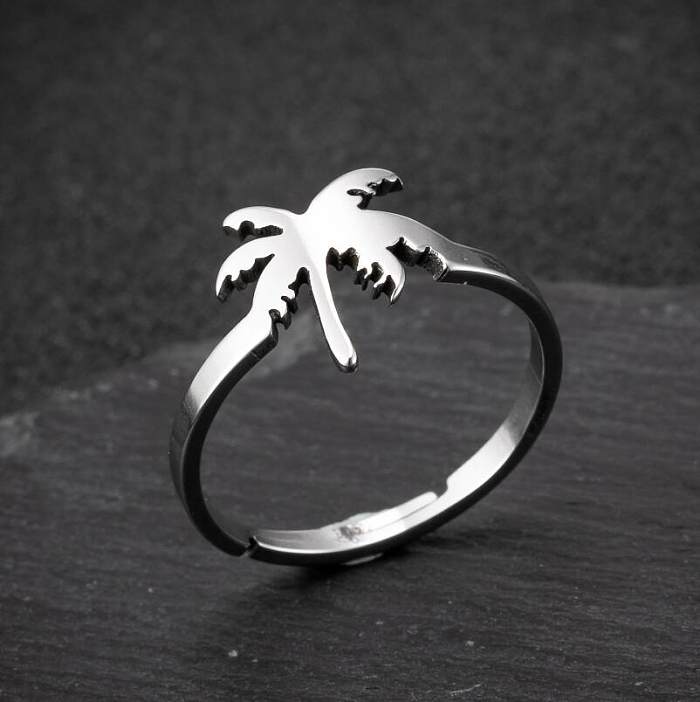 1 Piece Fashion Leaf Stainless Steel Plating Open Ring