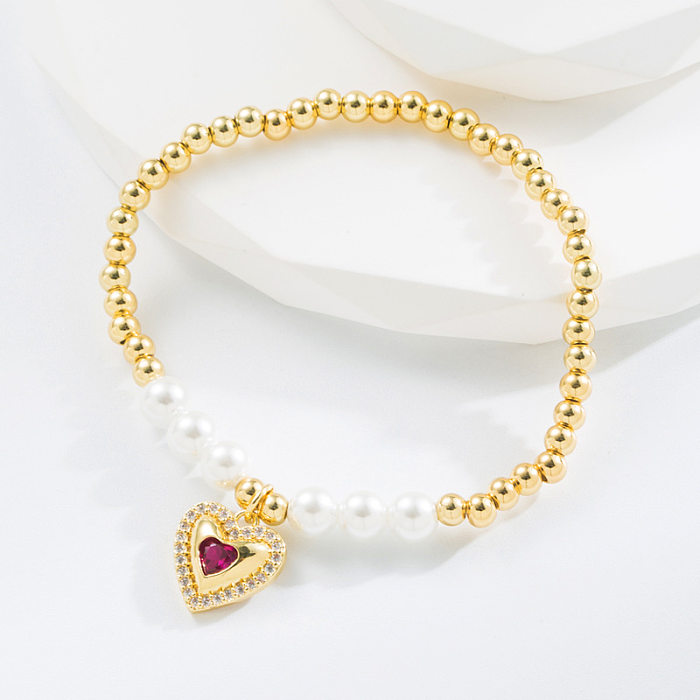 Mode Croix Coeur Forme Papillon Cuivre Incrustation Perles Artificielles Zircon Bracelets 1 Pièce