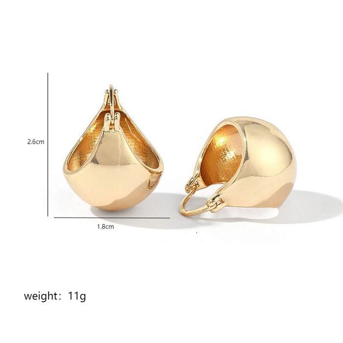 1 Pair Simple Style Semicircle Polishing Plating Copper 18K Gold Plated Earrings