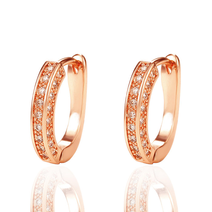 Popular U-shaped Geometric Zircon Copper Earrings Wholesale