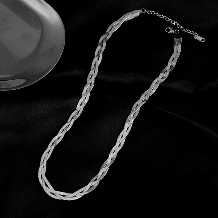 Retro-Halskette mit geometrischer einfarbiger Titanstahlbeschichtung, 1 Stück