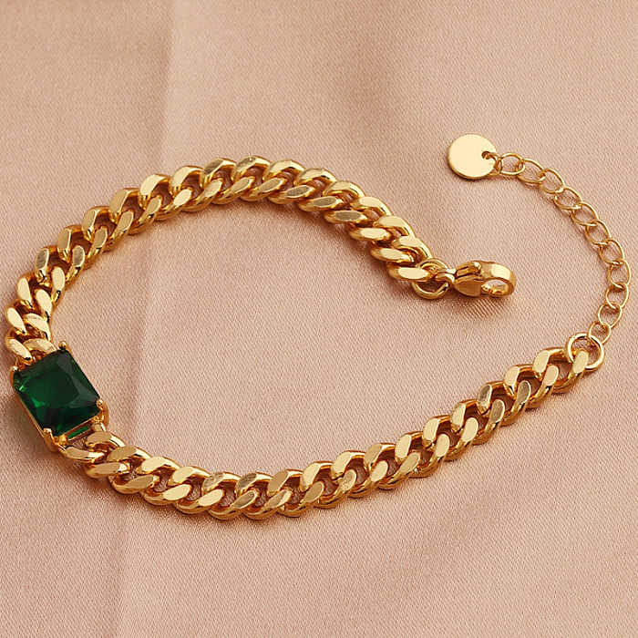Modern Style Geometric Copper 18K Gold Plated Zircon Bracelets In Bulk
