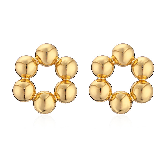 1 Pair Simple Style Commute Round Plating Copper 18K Gold Plated Ear Studs