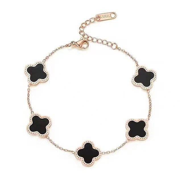 Simple Style Flower Titanium Steel Plating Inlay Zircon 18K Gold Plated Bracelets Necklace