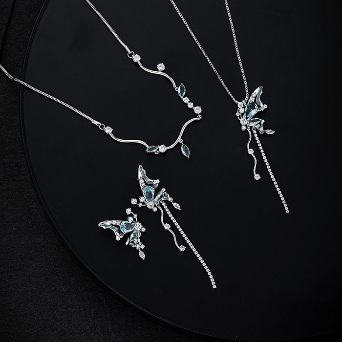 Simple Style Insect Copper Inlay Zircon Earrings Necklace