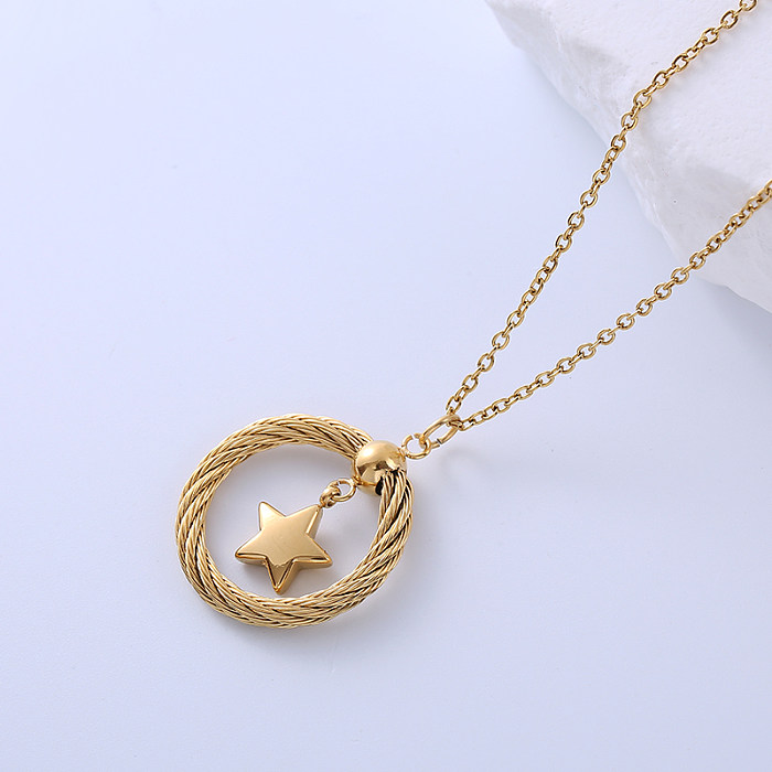 Retro Simple Style Classic Style Pentagram Stainless Steel Plating 18K Gold Plated Earrings Necklace