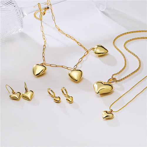 Simple Style Heart Shape Copper Plating Women'S Jewelry Set