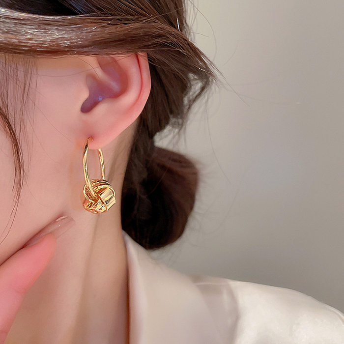 Simple Style Geometric Copper Gold Plated Ear Studs 1 Pair