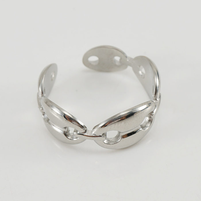 Anéis de aço inoxidável chapeamento de anel aberto geométrico de aço titânio fashion