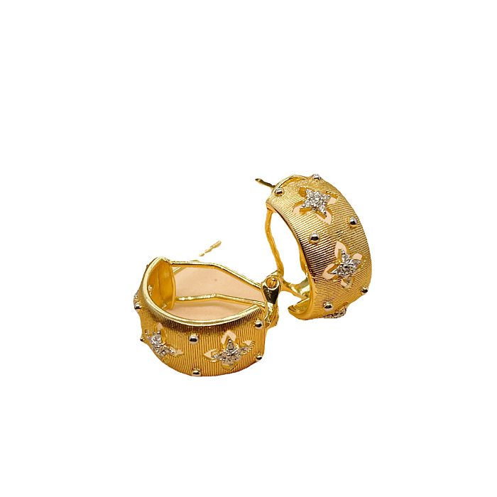 Fashion Star Copper Plating Zircon Rings Earrings
