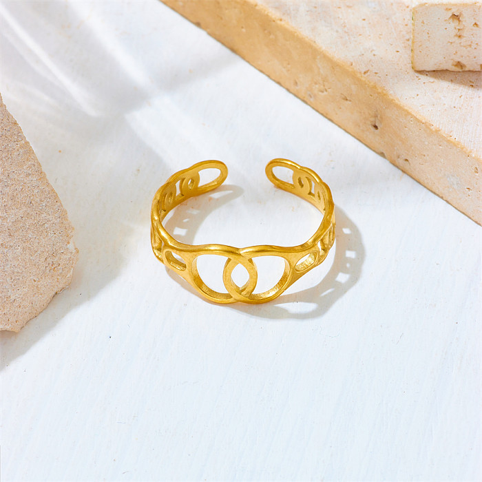 Os strass de aço titânio do embutimento do círculo simples do estilo abrem anéis
