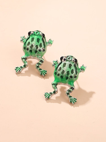 1 Pair Cute Funny Frog Plating Copper Ear Studs