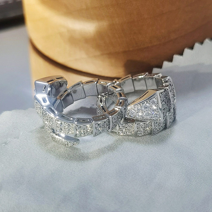 Retro Snake Head Full Diamond Copper Ring Wholesale