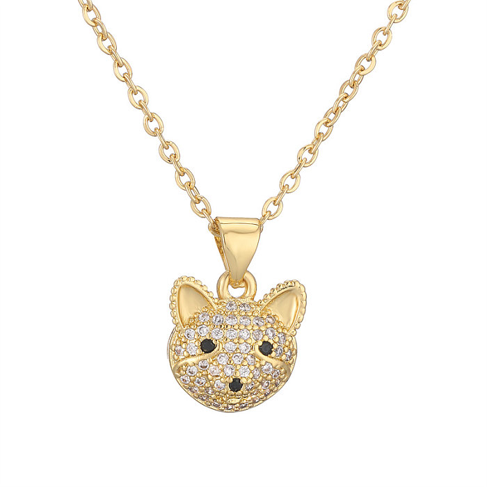 Collar con colgante chapado en oro con incrustaciones de cobre para perro y gato, estilo Simple, estilo IG