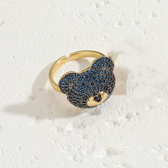 Anéis banhados a ouro luxuosos elegantes do zircão 14K do chapeamento de cobre do urso