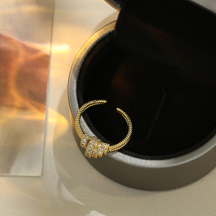 Glam Geometric Copper Plating Zircon Open Ring