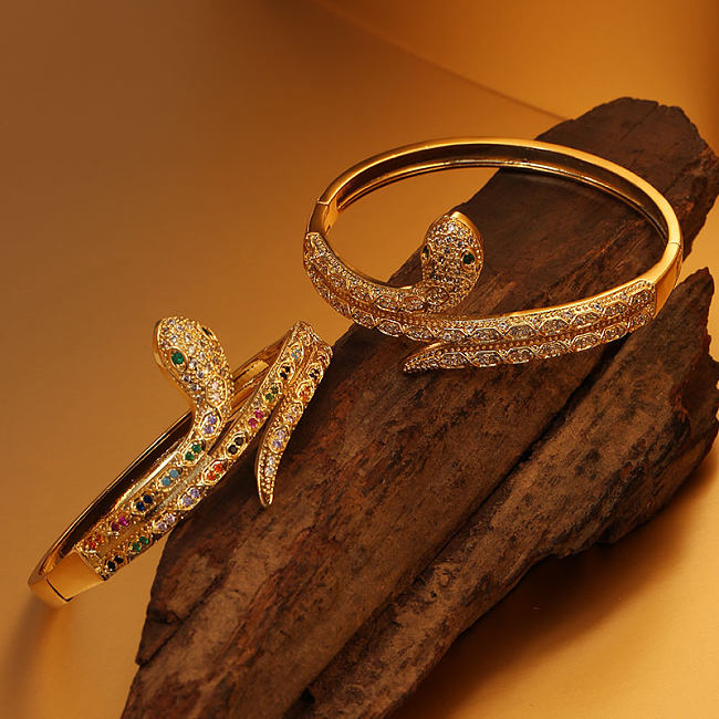 1 pièce de bracelet en zircon plaqué cuivre animal à la mode