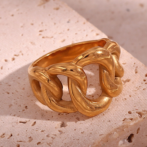 Vintage Style Simple Style Classic Style Solid Color Stainless Steel 18K Gold Plated Rings In Bulk