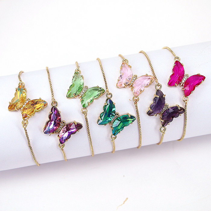 Fashion Butterfly Copper Bracelets Inlay Zircon Copper Bracelets