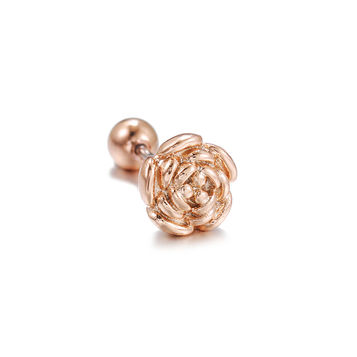 1 Piece Simple Style Flower Plating Inlay Brass Zircon 18K Gold Plated White Gold Plated Ear Studs