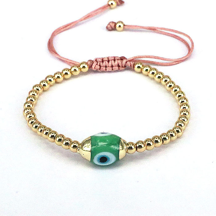 1 Piece Fashion Round Devil'S Eye Glass Copper Beaded Bracelets