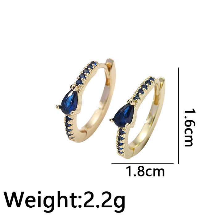 Fashion Water Droplets Copper Inlay Zircon Earrings 1 Pair