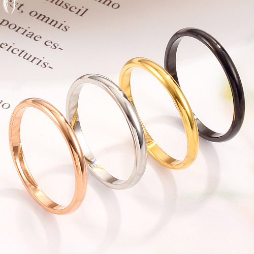 Simple Style Solid Color Titanium Steel Rings 1 Piece