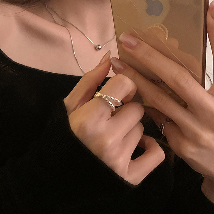 IG Style Simple Style Solid Color Copper Open Rings