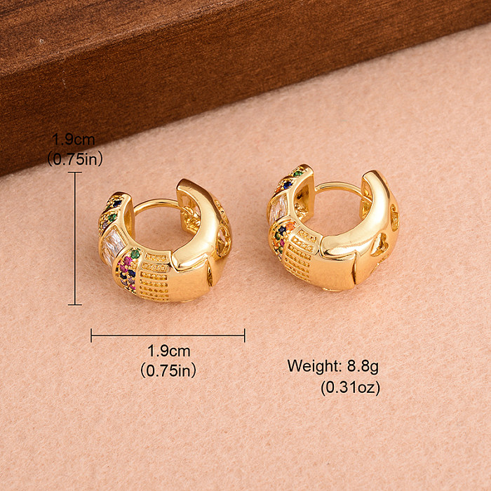 1 Pair IG Style Cool Style Circle Plating Inlay Copper Zircon Hoop Earrings
