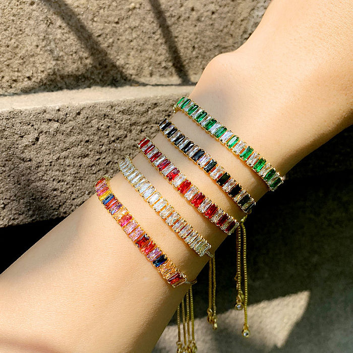 Mode bunte Armband Kupfer vergoldet 18K Gold Armband bunte Kristall Armband Paar Armband Großhandel Schmuck