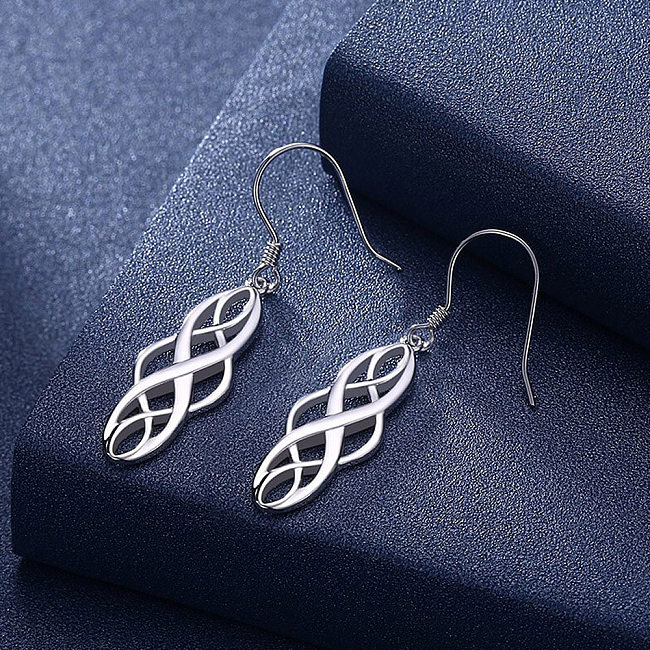 1 Pair Elegant Lady Irregular Hollow Out Copper Drop Earrings