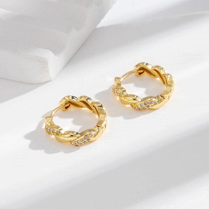 1 Pair French Style Simple Style Korean Style Twist Inlay Copper Zircon Earrings