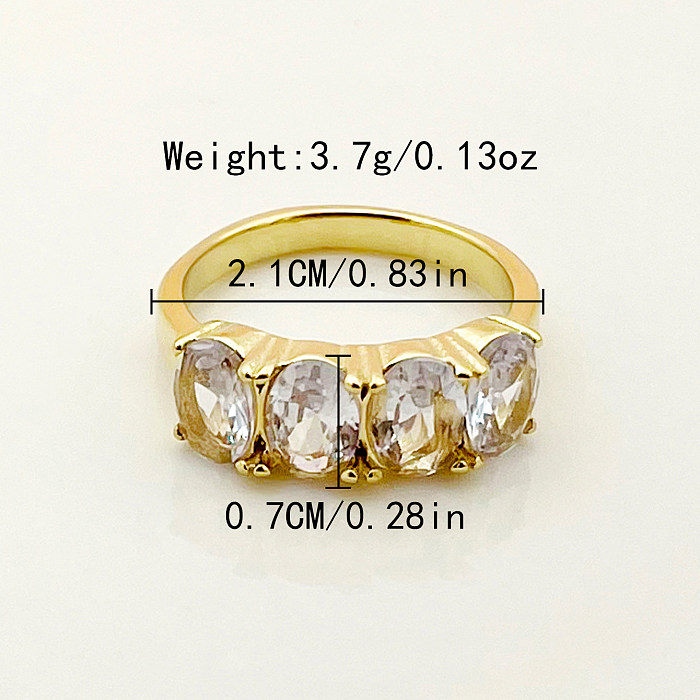 Glamouröse, ovale, vergoldete Ringe mit Inlay aus Edelstahl und Zirkon