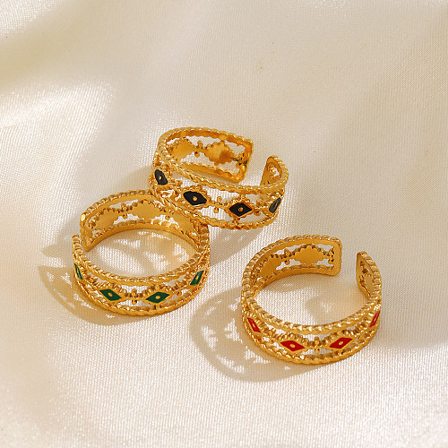 Offene Ringe im Ethno-Stil mit Teufelsauge-Edelstahlbeschichtung und 18-Karat-Vergoldung