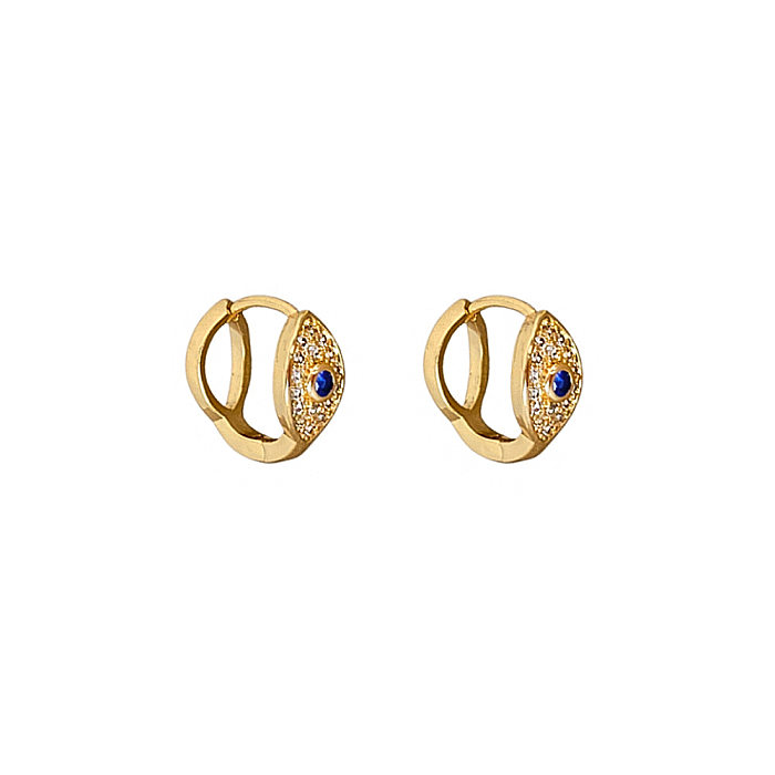 1 Pair Basic Eye Plating Inlay Copper Zircon Gold Plated Earrings